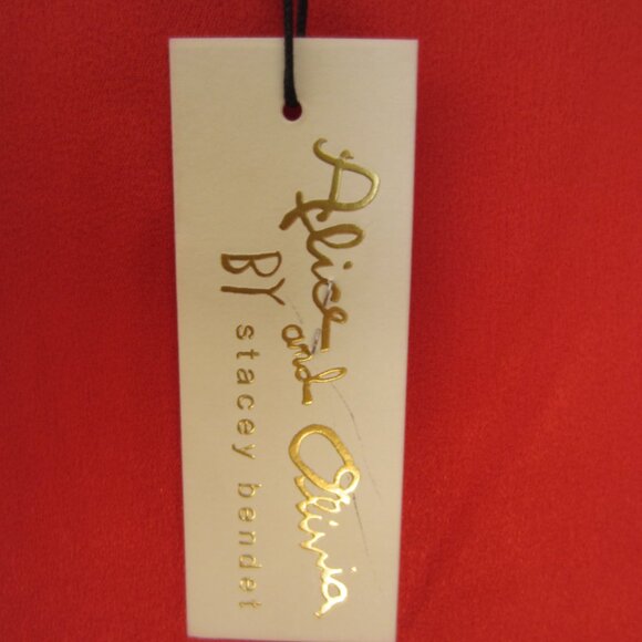 NWT Alice + Olivia Paulette Red Satin Dress One Shoulder Gown Poppy Size 12 - Picture 7 of 16